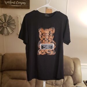 Coach Black T-Shirt with Brown Bear collectible Design L